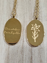 Load image into Gallery viewer, Engraved Birth Month Flower and Name in Gold