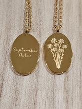 Load image into Gallery viewer, Engraved Birth Month Flower and Name in Gold