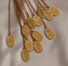Load image into Gallery viewer, Engraved Birth Month Flower and Name in Gold