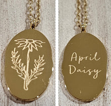 Load image into Gallery viewer, Engraved Birth Month Flower and Name in Gold