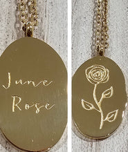 Load image into Gallery viewer, Engraved Birth Month Flower and Name in Gold