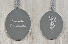 Load image into Gallery viewer, Engraved Birth Month Flower and Name in Silver