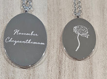 Load image into Gallery viewer, Engraved Birth Month Flower and Name in Silver