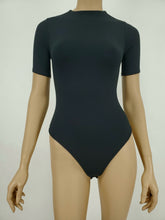 Load image into Gallery viewer, Short Sleeve Mock Neck Bodysuit (Black)
