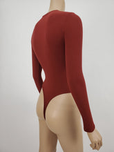 Load image into Gallery viewer, Long Sleeve Ribbed Mock Neck Bodysuit (Burgundy)
