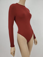 Load image into Gallery viewer, Long Sleeve Ribbed Mock Neck Bodysuit (Burgundy)
