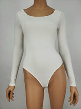Load image into Gallery viewer, Tie Back Scoop Neck  Long Sleeve Bodysuit (White)

