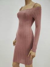 Load image into Gallery viewer, Long Sleeve Off Shoulder with Strap Dress (Mauve)
