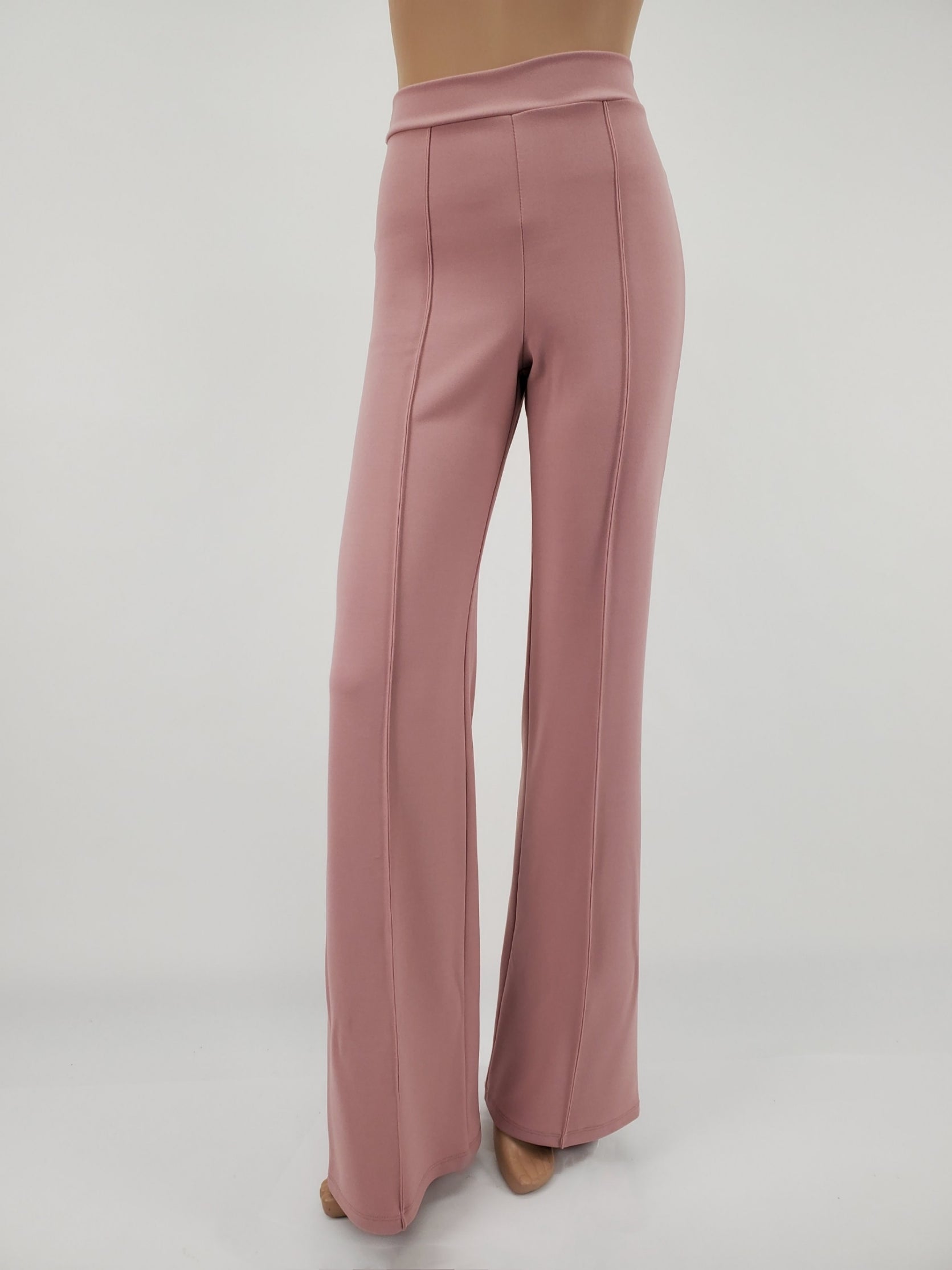 High Waist Front Pintuck Pants with Zipper (Mauve) JUSHVI High Waist Front Pintuck Pants with Zipper (Mauve) JUSHVI