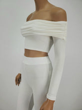 Load image into Gallery viewer, Off Shoulder Long Sleeve Crop Top (White)
