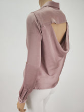 Load image into Gallery viewer, Cut Out Back Button Down Long Sleeve Hi-Lo Top (Mauve)
