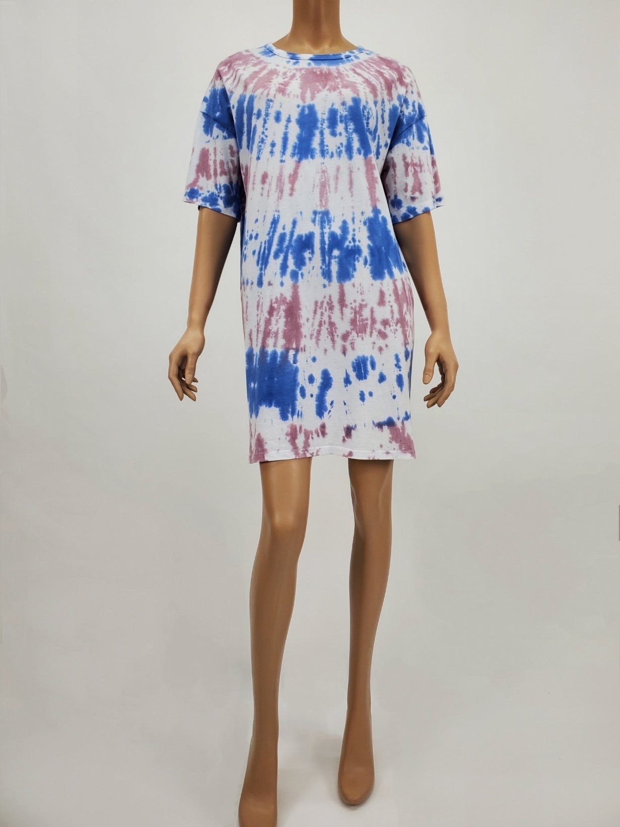 Oversized Tie Dye T Shirt Dress Blue Mauve JUSHVI