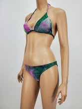Load image into Gallery viewer, Tie-Dye Halter Bikini Swimsuit (Green/Pink/Yellow)
