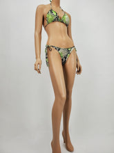 Load image into Gallery viewer, Green Black Python Print Halter Bikini Swimsuit
