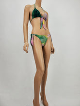Load image into Gallery viewer, Tie-Dye Halter Bikini Swimsuit (Green/Pink/Yellow)
