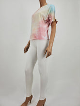 Load image into Gallery viewer, Raw Edge Tie dye Short Sleeve Top (Mauve/Yellow/Blue/Multi)
