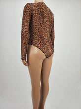 Load image into Gallery viewer, Cheetah Print Mesh Long Sleeve Bodysuit Plus Size (Brown)
