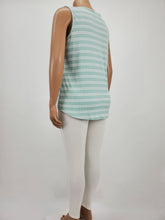 Load image into Gallery viewer, Faux Button Sleeveless Top with Tie Front Plus Size (Sage/White)
