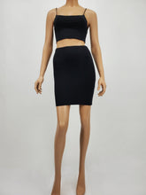 Load image into Gallery viewer, Spaghetti Strap Crop Top and Skirt Set (Black)
