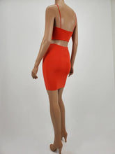 Load image into Gallery viewer, Spaghetti Strap Crop Top and Skirt Set (Orange)
