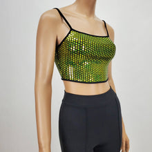 Load image into Gallery viewer, Sequins Spaghetti Strap Crop Tank Top (Lime)
