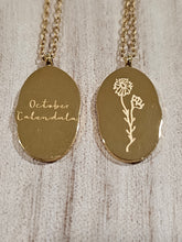 Load image into Gallery viewer, Engraved Birth Month Flower and Name in Gold
