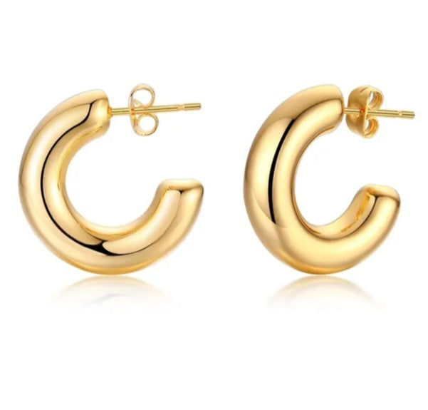 Chunky Gold Half Circle Earrings
