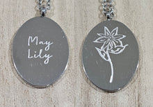 Load image into Gallery viewer, Engraved Birth Month Flower and Name in Silver
