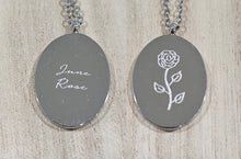 Load image into Gallery viewer, Engraved Birth Month Flower and Name in Silver
