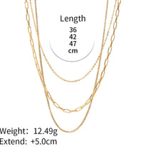Load image into Gallery viewer, 3 Layer Gold Paperclip Box Chain Necklace

