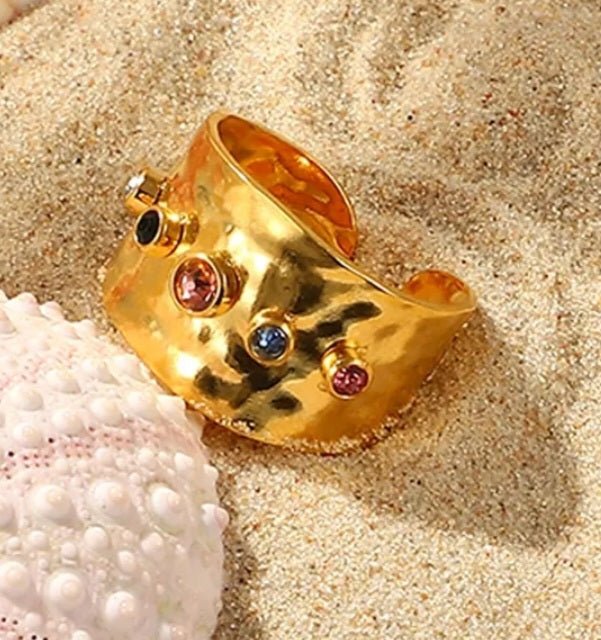 Colorful Cubic Zircon Stone Gold Ring