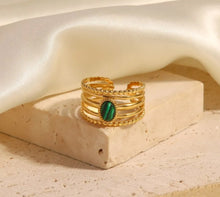 Load image into Gallery viewer, Multilayer Malachite Natural Stone Ring
