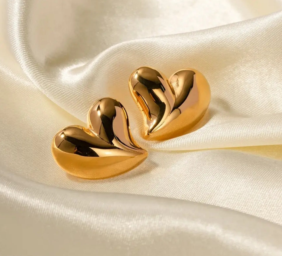 Chunky Gold Heart Earrings