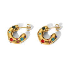 Load image into Gallery viewer, Cubic Zircon Chunky Gold Hoop Earring
