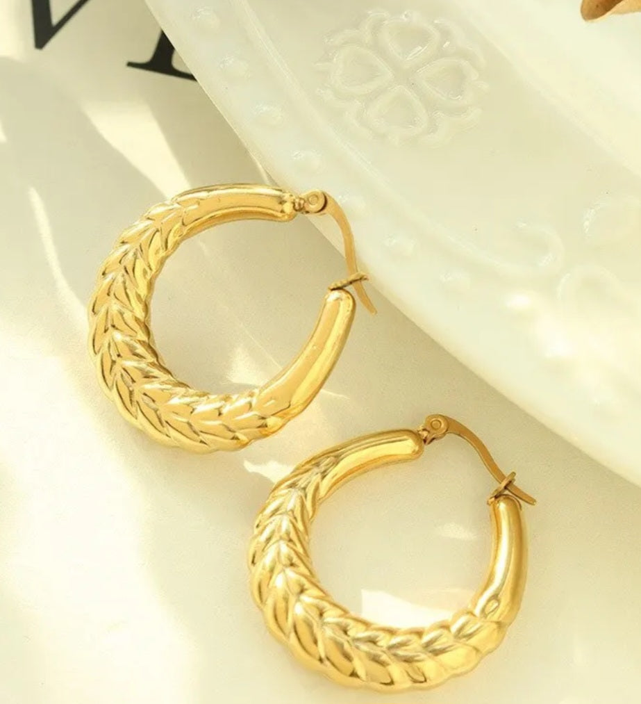 Chunky Gold Crescent Hoop Earring