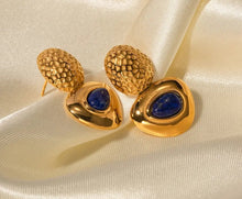 Load image into Gallery viewer, Chunky Lapis Lazuli Upside Down Mushroom Earrings
