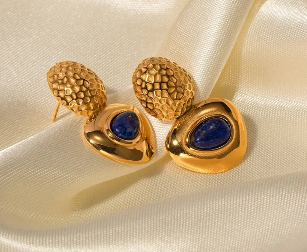 Chunky Lapis Lazuli Upside Down Mushroom Earrings