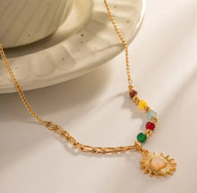 Load image into Gallery viewer, Natural Stone Sun Pendant Gold Necklace
