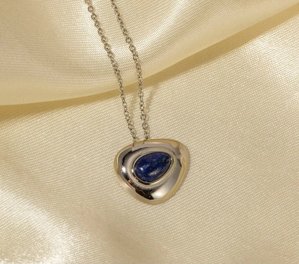 Lapis Lazuli Gold Triangle Pendant Necklace