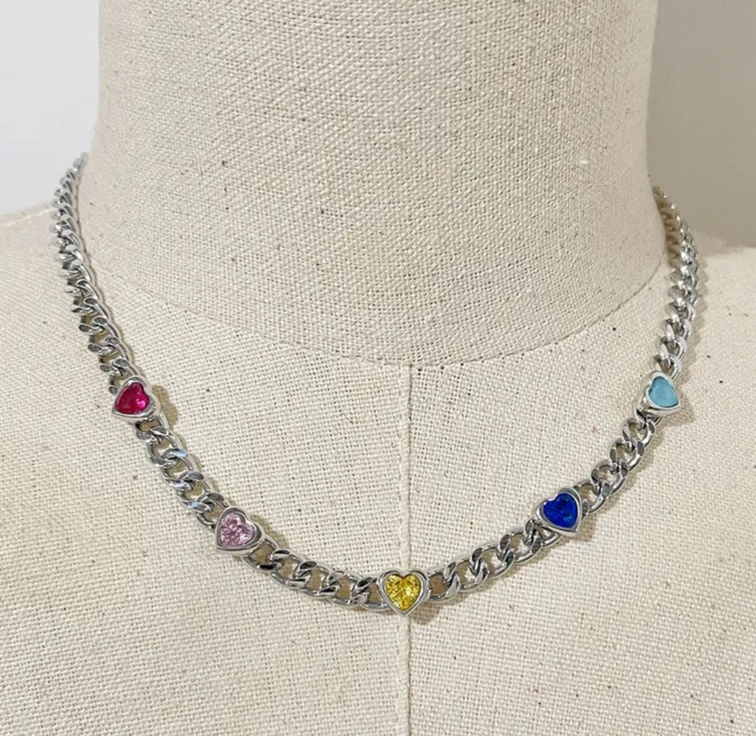 Colorful Heart Chain Necklace