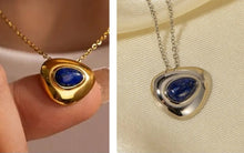 Load image into Gallery viewer, Lapis Lazuli Gold Triangle Pendant Necklace
