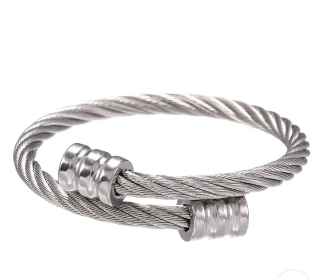 Twist Wire Overlap Bracelet (Gold/Silver/Black)