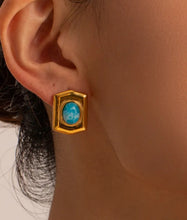Load image into Gallery viewer, Chunky Stud Larimar Stone Earring

