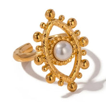 Load image into Gallery viewer, Protecting Eye Natural Stone Gold Ring
