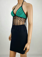 Load image into Gallery viewer, Tie Back Backless Fringed Halter Bra Top (Jade)
