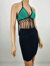 Load image into Gallery viewer, Tie Back Backless Fringed Halter Bra Top (Jade)

