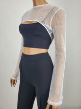 Load image into Gallery viewer, Hollowed Bolero Style Crop Top (White)
