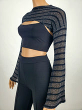 Load image into Gallery viewer, Striped Bolero Style Crop Top (Gray)
