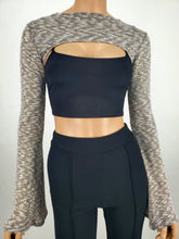 Load image into Gallery viewer, Bolero Style Sweater Crop Top (Khaki)

