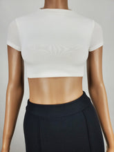 Load image into Gallery viewer, Backless Tie Back Short Sleeve Crop Top White
